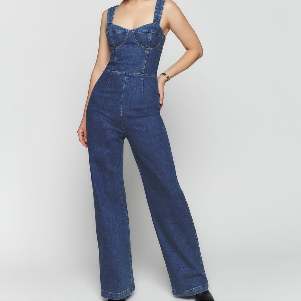Reformation Nikki Bustier Denim Jumpsuit